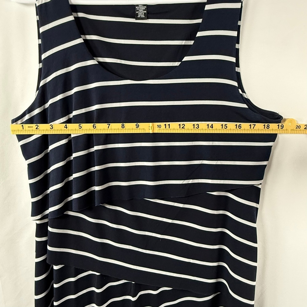 Alfani Womens Navy Blue White Striped Tiered Layered Sleeveless Maxi Dress XL - Picture 5 of 14